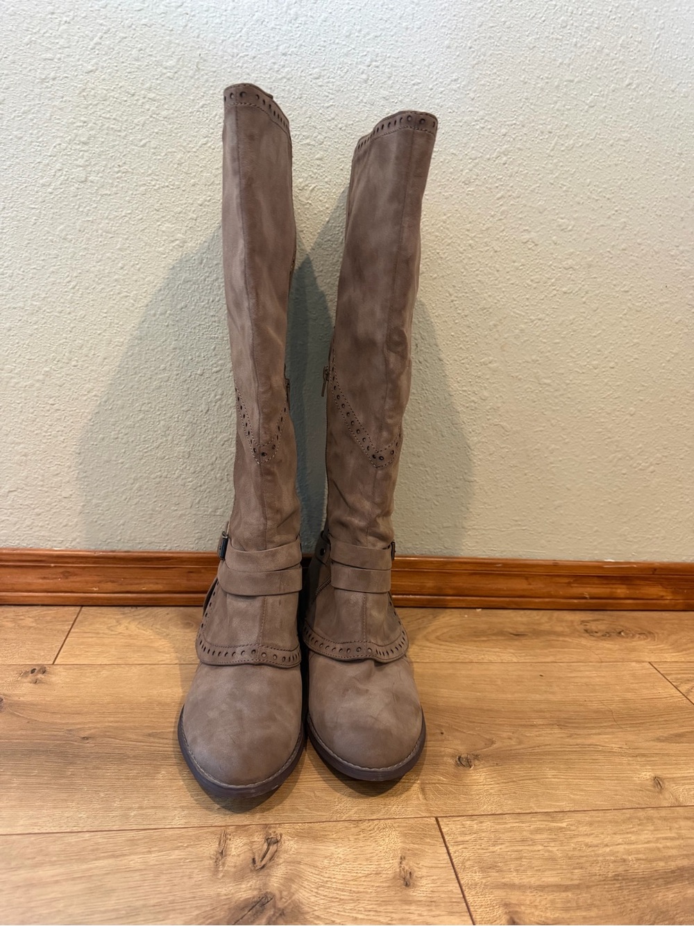 Not Rated Over-the-Knee Buckle Detail Boots in Taupe